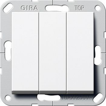 283203 Клавишный выключатель "Британский стандарт" Перекл. 3-клавишный Белый глянцевый Gira фото