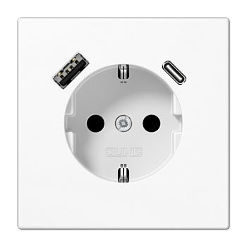 LS1520-15CAWW белая Розетка SCHUKO® с USB-интерфейсом с 1 гнездо USB типа A и 1 гнездо USB типа C LS серия фото