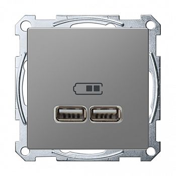 Розетка 2-я USB 2.4 A+A Merten D-Life Нержавеющая сталь MTN4366-0100+MTN4367-6036 фото