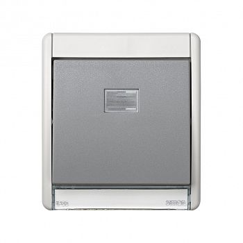 4400010-035 Рамка для одноклавишного выключателя + клавиша с окном подсветки под механизмы S27, IP55, Simon 44 Aqua, фото